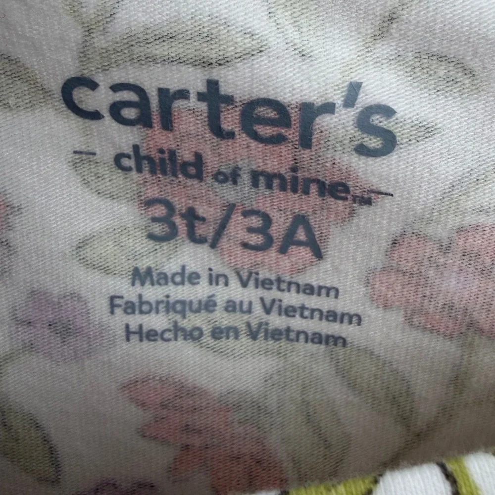 Carters Child of Mine Girls 3T Floral Long Sleeve Shirt Coral Purple White Tee